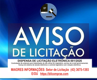  PROCESSO LICITATÓRIO Nº 001/2026  - DISPENSA ELETRÔNICA DE LICITAÇÃO 001/2026
